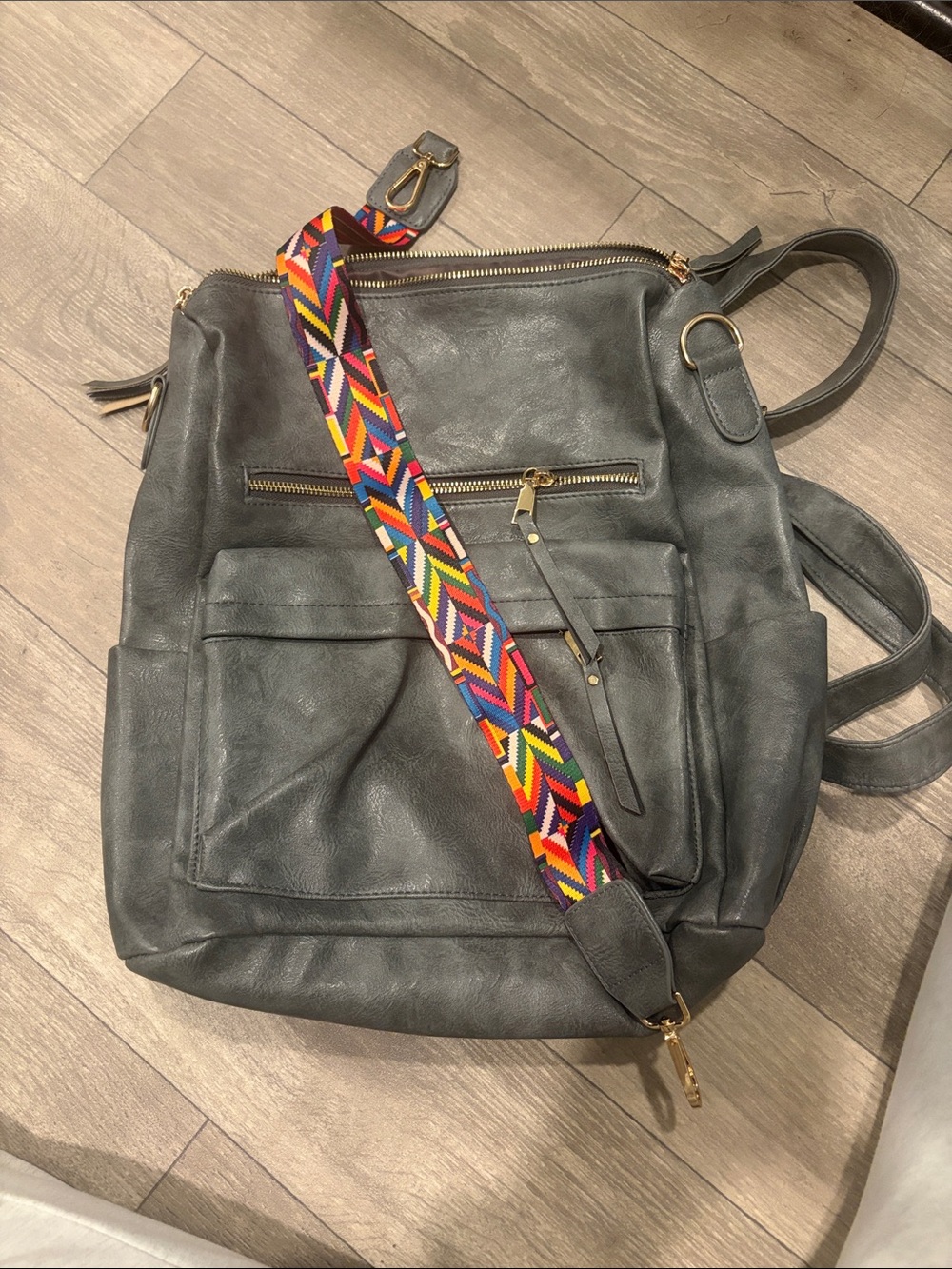 Classic Black Faux-Leather Women's Backpack with Front Zip Pocket